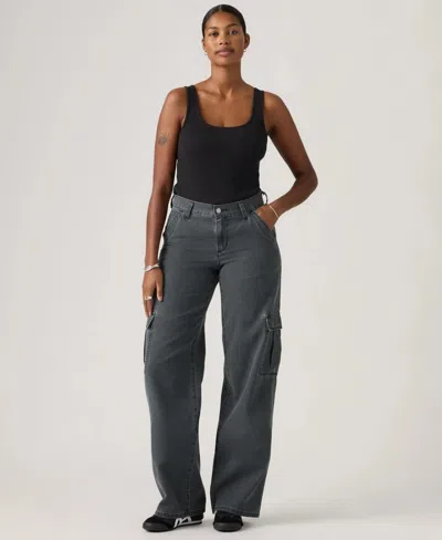 Levi's Superlow Cargo Jeans Women Meteorite Denim Cotton Loose Fit Retro Jax1932 In Gray