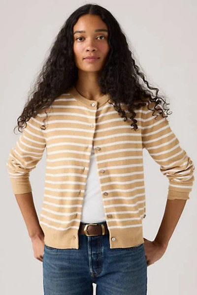 Levi's Supersoft Crewneck Cardigan In Nude