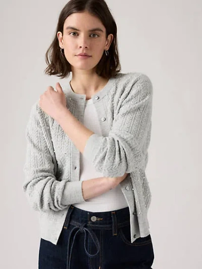 Levi's Supersoft Crewneck Cardigan In Gray