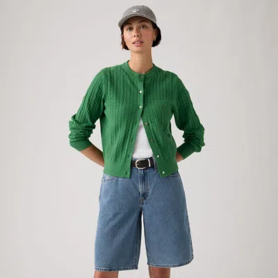 Levi's Supersoft Crewneck Cardigan In Green