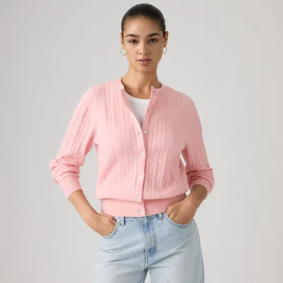 Levi's Supersoft Crewneck Cardigan In Pink