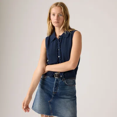 Levi's Supersoft Mini Ruffle Vest Top In Blue
