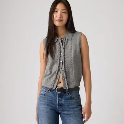 Levi's Supersoft Mini Ruffle Vest Top In Gray