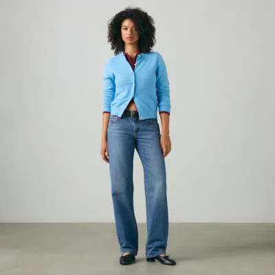 Levi's Supersoft Pointelle Crewneck Cardigan In Blue