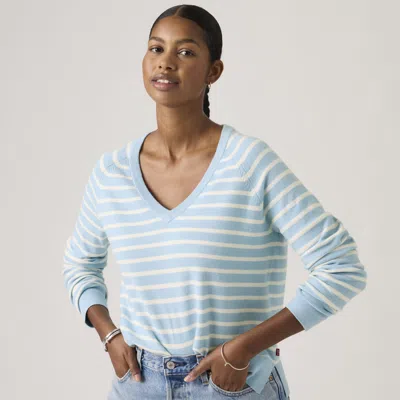 Levi's Supersoft V Neck Pullover Sweater In Blue