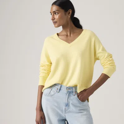 Levi's Supersoft V Neck Pullover Sweater In Yellow