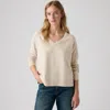 Levi's Supersoft V-neck Pullover Sweater In White
