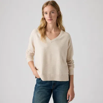 Levi's Supersoft V-neck Pullover Sweater In White