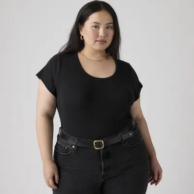Levi's Sweetie Cap Sleeve Tee (plus Size) T-shirt In Black
