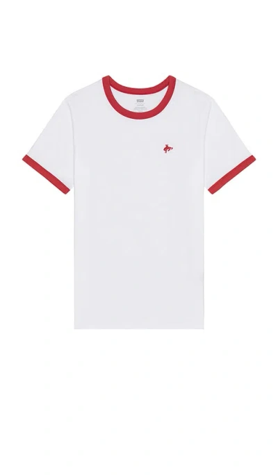 Levi's Retro Embroidered Ringer Tee In White