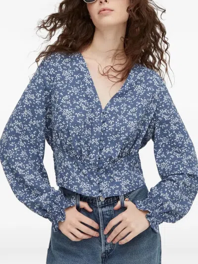 Levi's Tamara Floral-print V-neck Blouse In Blue
