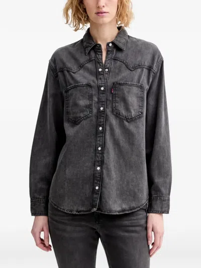Levi's Teodora Pocket-detail Shirt In Gray