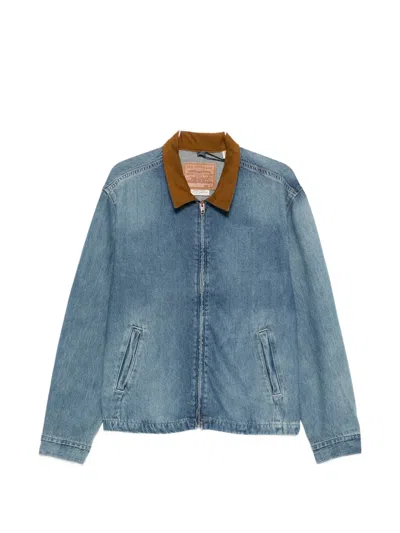 Levi's Textured-collar Zip-up Jacket In Blue