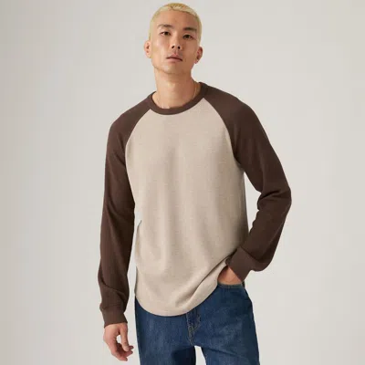 Levi's Thermal Raglan Crewneck T-shirt In Brown