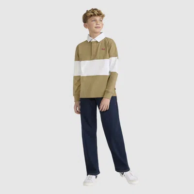 Levi's Timeless Rugby Long Sleeve Polo Big Boys 8-20 Xl In Brown