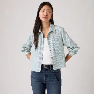 Levi's Tini Long Sleeve Utility Shirt In Blue