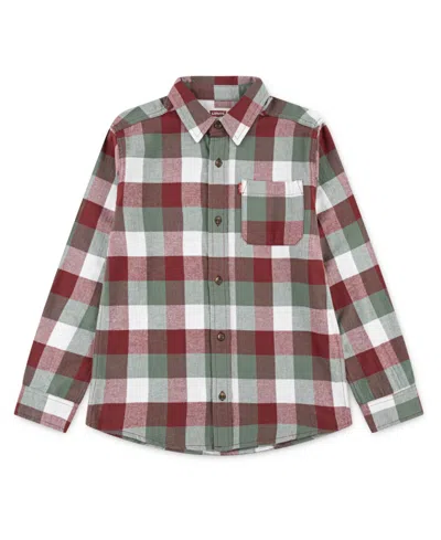 Levi's Babies' Toddler Boys Buffalo Checkered Flannel Long Sleeve Shirt In Red