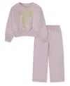 Levi's Toddler Girls 2-piece Bow Crewneck Top And Wide Pants Fleece Set In Pink