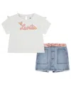 Levi's Toddler Girls 2-piece Ruffle T-shirt And Skort Set In White