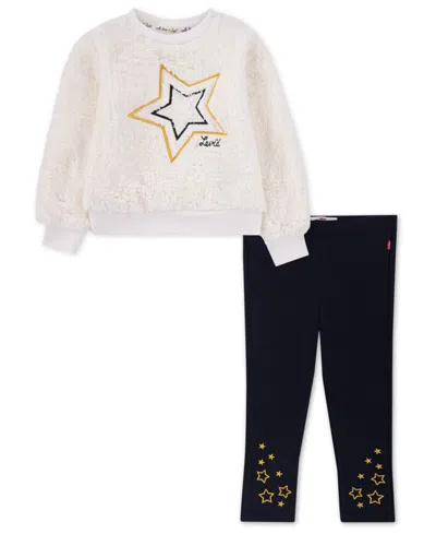 LEVI'S TODDLER GIRLS 2-PIECE SHERPA CREWNECK TOP AND LEGGINGS SET