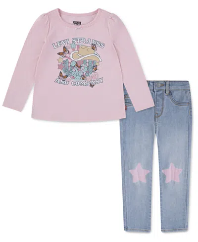 Levi's Babies' Toddler Girls 2-piece Western Top And Star Jeans Set In Multi