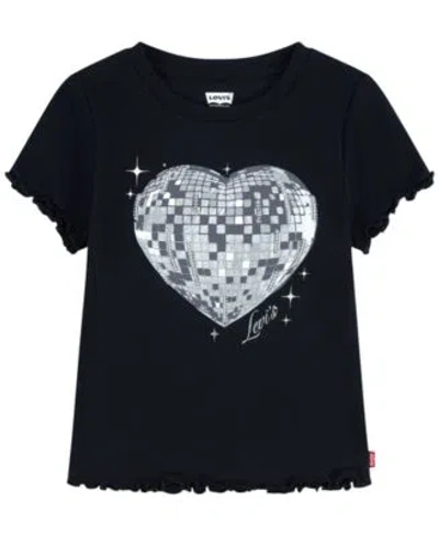 Levi's Kids' Levis Toddler Girls 2t 6x Disco Ball Graphic Cap Sleeve T Shirt In Anthracite