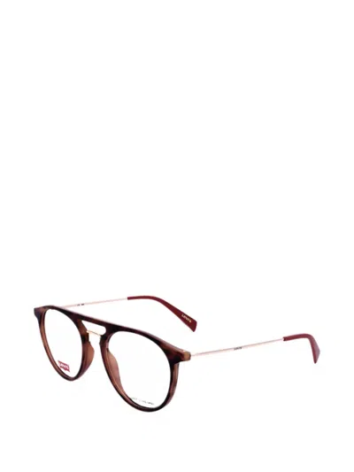 Levi's 톨토이즈셸 이펙트 라운드 프레임 안경 In Brown