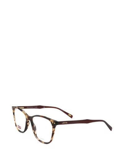 Levi's 톨토이즈셸 이펙트 스퀘어 프레임 안경 In Brown