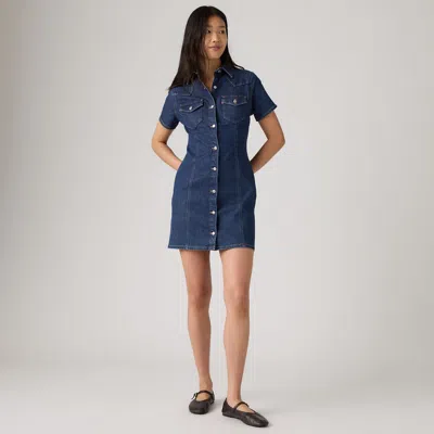Levi's Trace Western Mini Dress In Blue