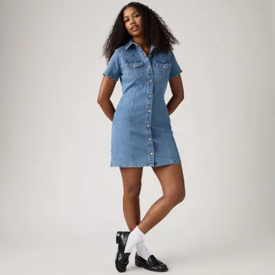 Levi's Trace Western Mini Dress In Blue