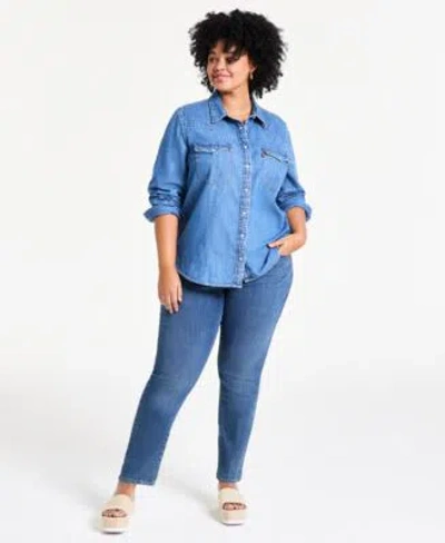 Levi's Levis Trendy Plus Size Essential Western Cotton Shirt 311 Shaping Skinny Jeans In Blue