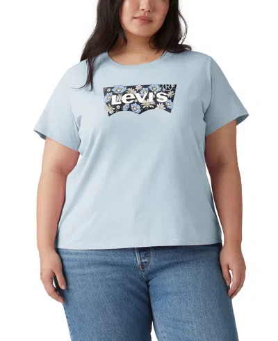 Levi's Trendy Plus Size Perfect Logo Cotton T-shirt In Blue