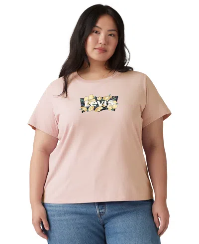 Levi's Trendy Plus Size Perfect Logo Cotton T-shirt In Pink