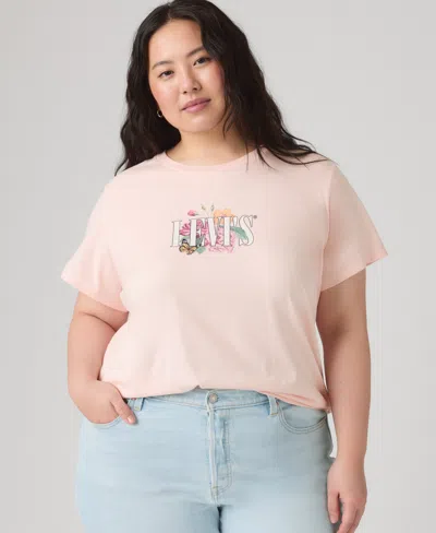 Levi's Trendy Plus Size Perfect Logo Cotton T-shirt In Pink