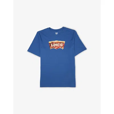 Levi's Kids' Branded Short-sleeved Cotton-blend T-shirt 10- In Blue