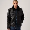 Levi's Two Chest Pocket Faux Shearling Sherpa Collar Jacket In Black