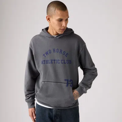 Levi's Two Horse Boxy Cropped Hoodie Sweatshirt In Gray