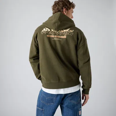 Levi's Two Horse Boxy Grunge Wash Hoodie Sweatshirt In Green