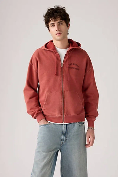 Levi's Two Horse Cropped Zip Up Hoodie In Brown