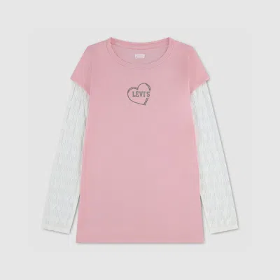 Levi's Twofer Longsleeve Knit Top Big Girls 7-16 L In Pink