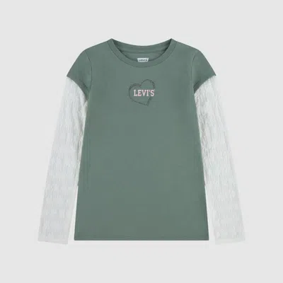 Levi's Twofer Longsleeve Knit Top Little Girls 4-6x 4 In Green