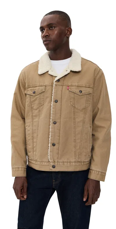 Levi's Type 3 Sherpa Trucker Jacket Ermine In Brown