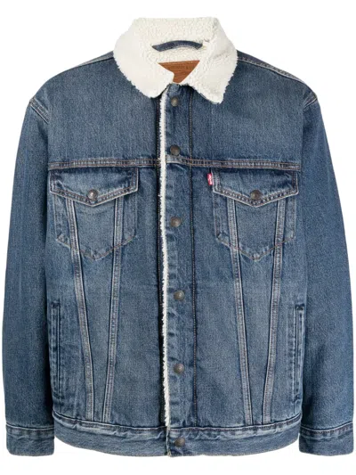 LEVI'S TYPE III FAUX SHEARLING-TRIM DENIM JACKET