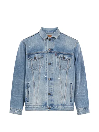 Levi's Type Iii Paint-splatter Peace-sign Denim Jacket In Blue