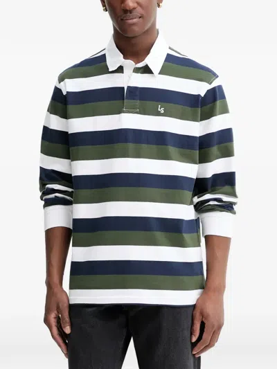 Levi's Union Rugby Striped Long-sleeve Polo Shirt In Green