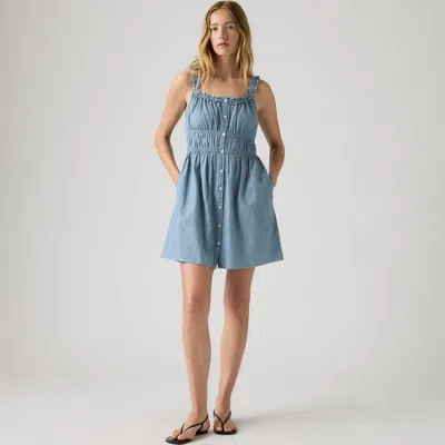 Levi's Vera Waisted Mini Dress In Blue