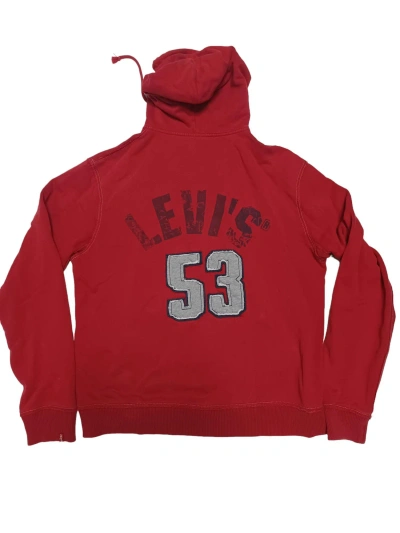 Pre-owned Levis Vintage Clothing X Made In Usa Levis Early 00s Vintage Big Embroidered Logo Zip Hoodie (size Xl) In Red