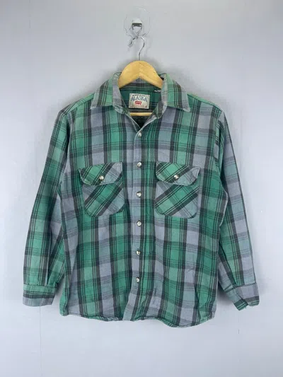 Pre-owned Levis Vintage Clothing X Vintage Levi's Alaska Green Plaid Western Button Ups Shirt (size Medium)