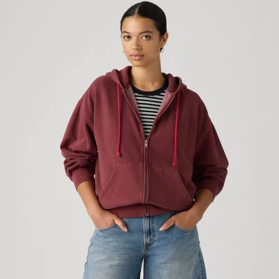 Levi's Vintage Garment Dye Relaxed Hoodie In Burgundy
