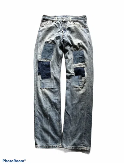 Pre-owned Levi's Vintage  501 Distressed Pacthwork Denim Jeans In Blue